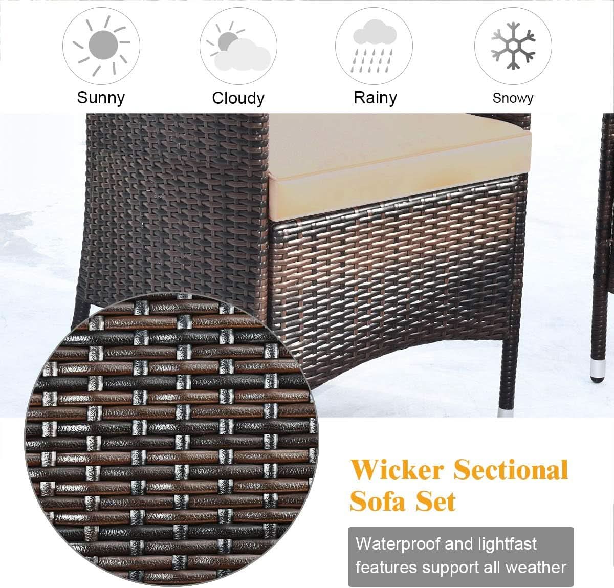 4-Piece Outdoor Rattan Conversation Set with Cushions