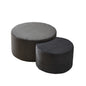 Upholstered Round Coffee Table Set of 2, Black Corduroy Fabric, No Assembly