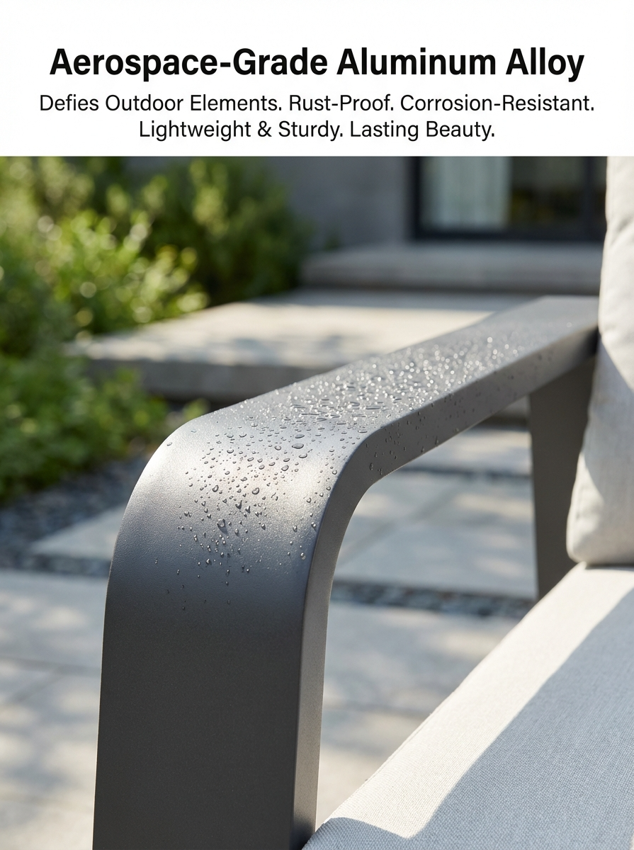 Outdoor Swivel Chair Set Aluminum Dark Gray Side Table