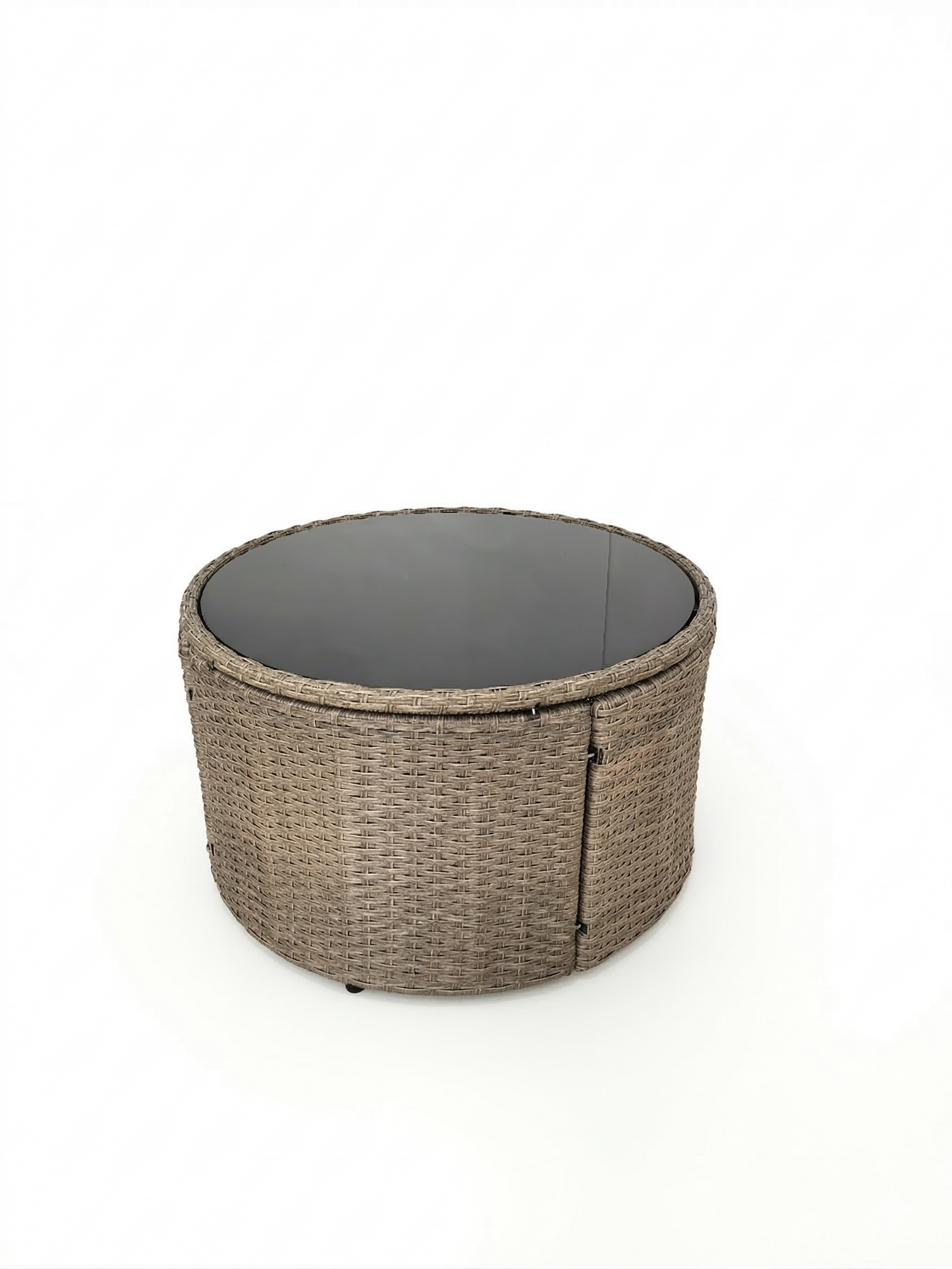 Outdoor Sectional Set PE Rattan Steel Light Gray 13pc