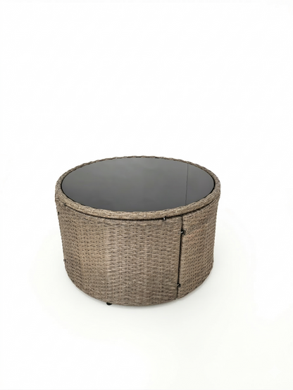 Outdoor Sectional Set PE Rattan Steel Light Gray 13pc