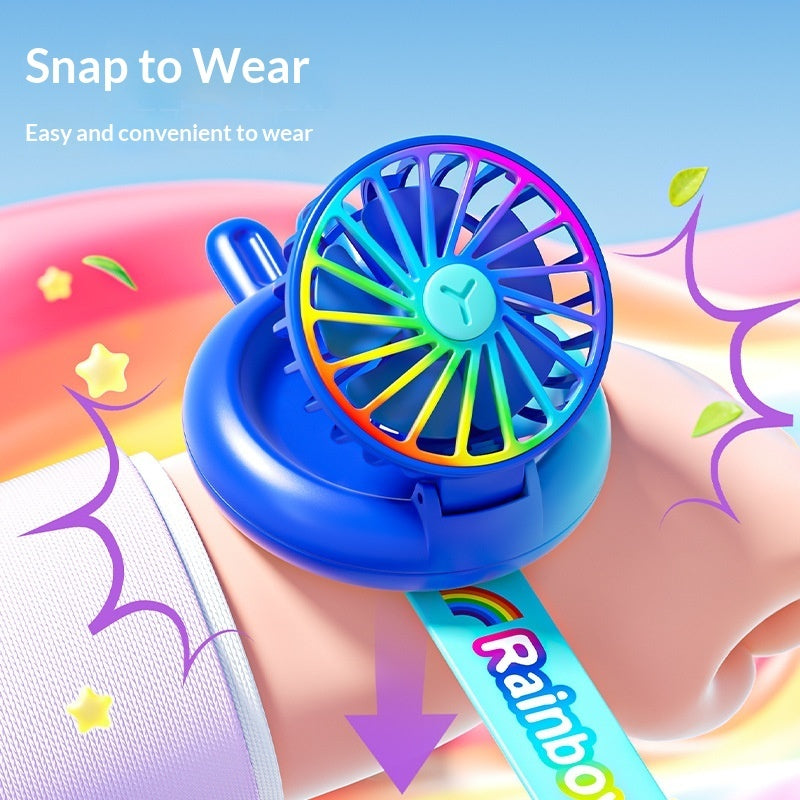 New Summer Mini Watch With A Handy Wrist-mounted Night Light And Rechargeable Small Fan For Kids