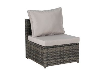 Outdoor Sectional Set PE Rattan 6 Piece L-Shape Gray