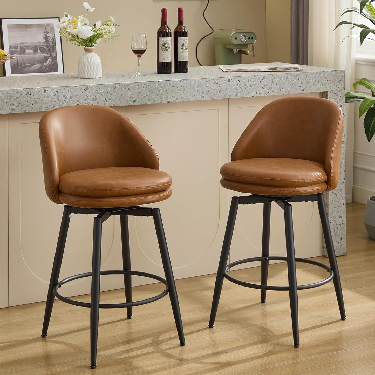 Modern Swivel Bar Stools Set of Two for Kitchen