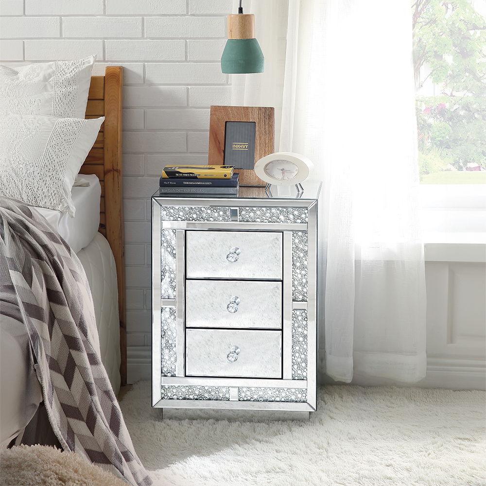 Mallika - Accent Table - Mirrored & Faux Crystals