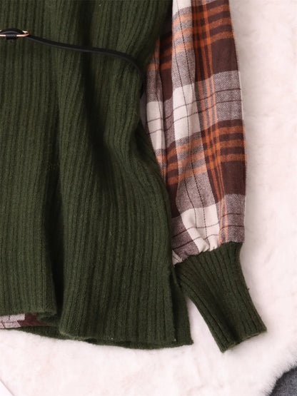Plaid Long Sleeve Sweater Dress