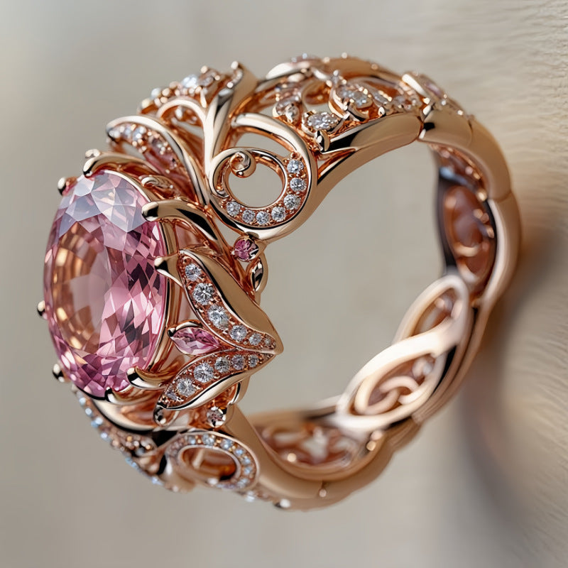 Niche Minimalist Copper Ring With Zircon Inlay