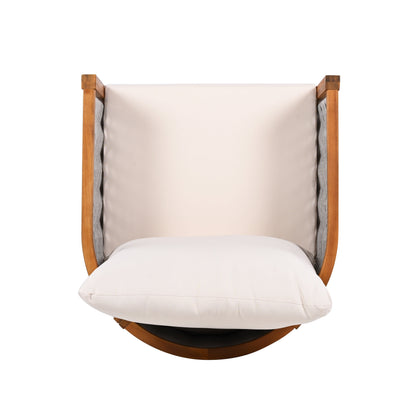Outdoor Tub Chair Acacia Wood Rope Teak Beige Cushion Deep Seat 27in