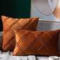 Pure Color Velvet Plaid Pillowcase Home Sofa Bedside Pillow Short Plush Cushion