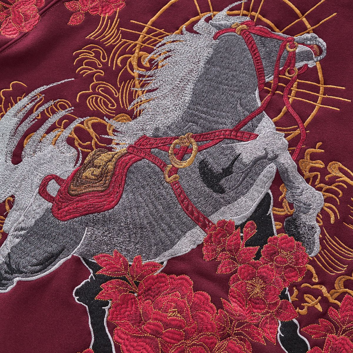 Heavy-embroidered Chinese-style Horse-year Embroidered Hooded Pullover
