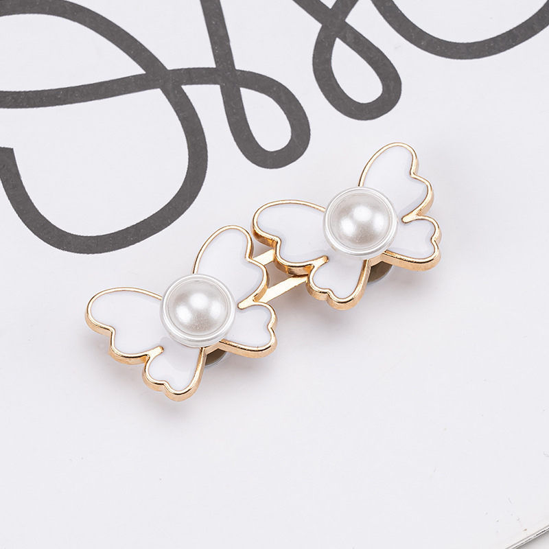 Pearl butterfly waist buckle-pink-alloy-1 pair