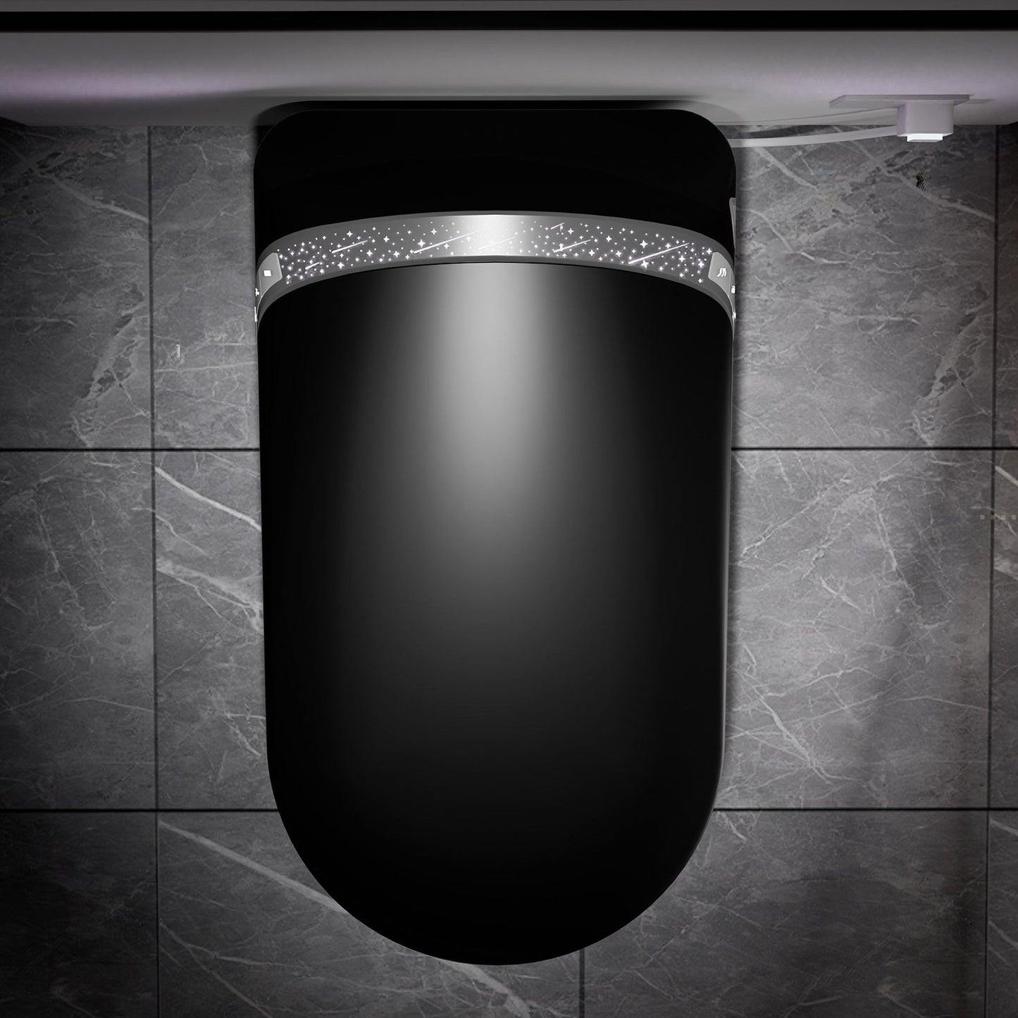 Smart Toilet Matte Black Bidet Built-In Auto Lid Heated Seat 1.28 GPF