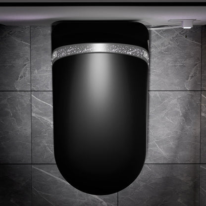 Smart Toilet Matte Black Bidet Built-In Auto Lid Heated Seat 1.28 GPF