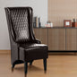 Accent Chair Wingback PU Leather Dark Brown High-Back Birch Legs 220 LB