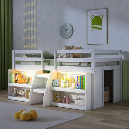 Twin Loft Bed With LED Lights And Durable Build Quality