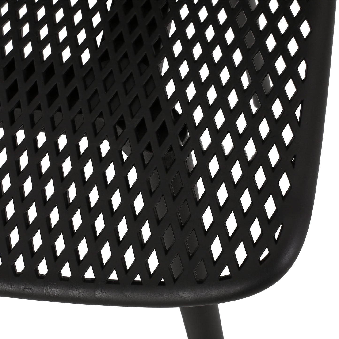 Accent Chair Minimalist Polypropylene Black Perforated Diamond Mesh 18.5x22 In