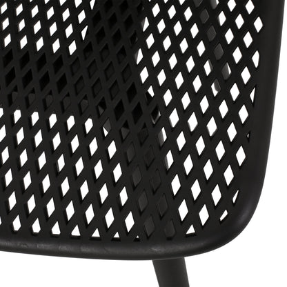 Accent Chair Minimalist Polypropylene Black Perforated Diamond Mesh 18.5x22 In