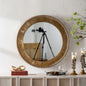Wall Mirror Round Gold Textured Iron Frame Boho Vintage 31.3 In