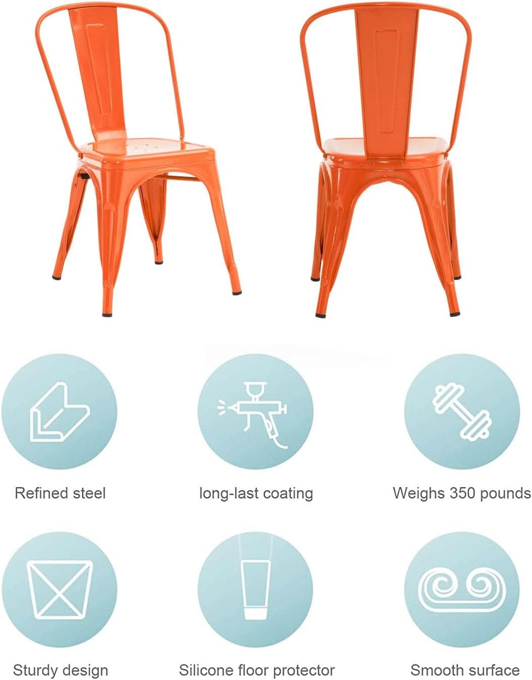 Tolix Style Metal Dining Chair 18 Inch Stackable Outdoor