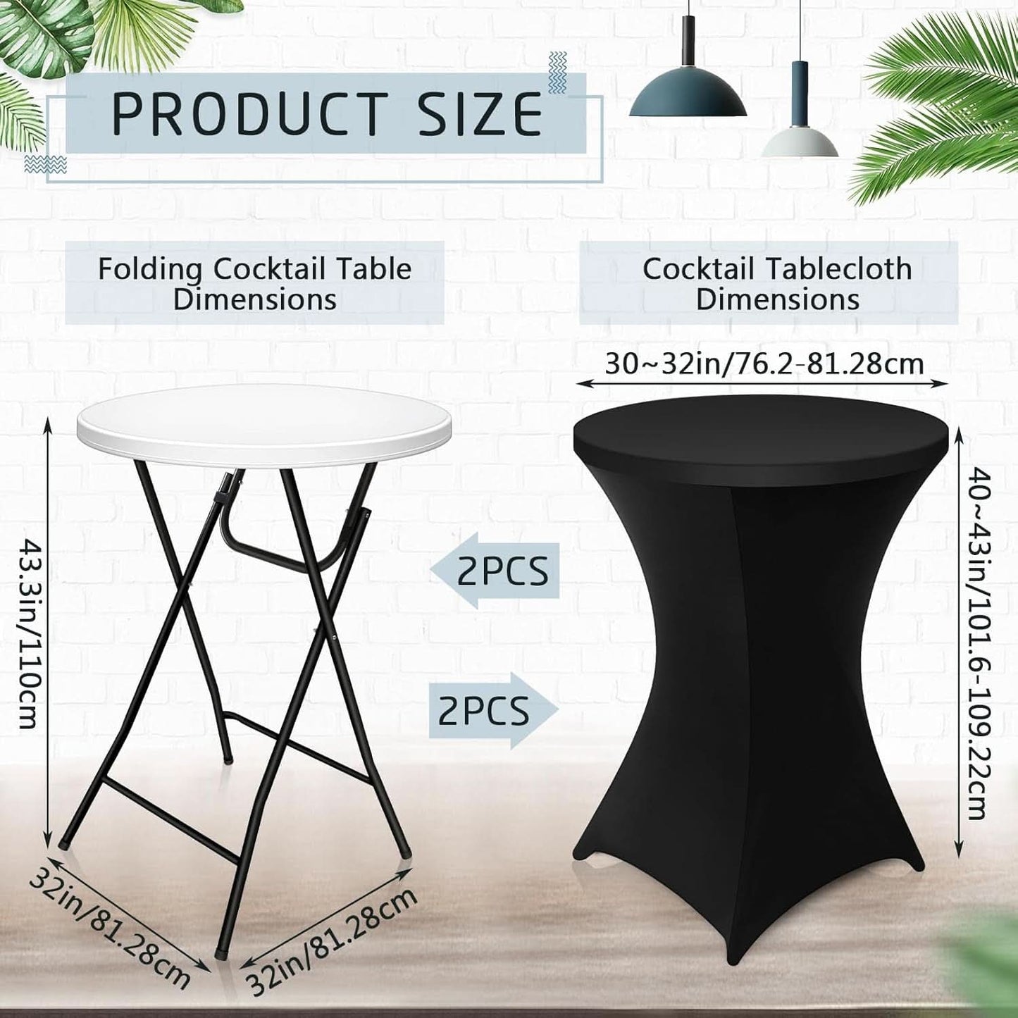 32 Inch Bar Height Folding Cocktail Tables Removable Legs