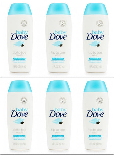 Baby Dove Body Wash Tip To Toe Sensitive Moisture 1.8 Oz Travel Size (Pack Of 6)
