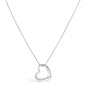 Diamond Heart Pendant Necklace in Rhodium-Plated Sterling Silver – Bezel Set