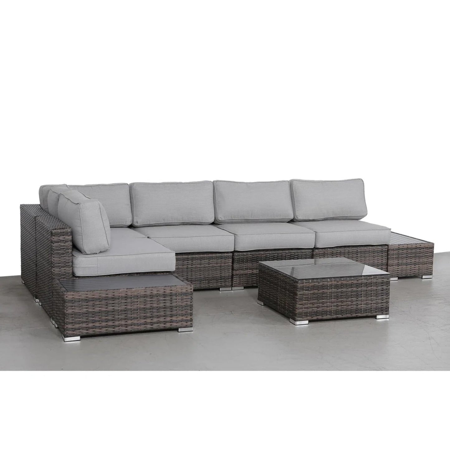 Outdoor Sectional Set HDPE Wicker Espresso 8 Piece Seats 4