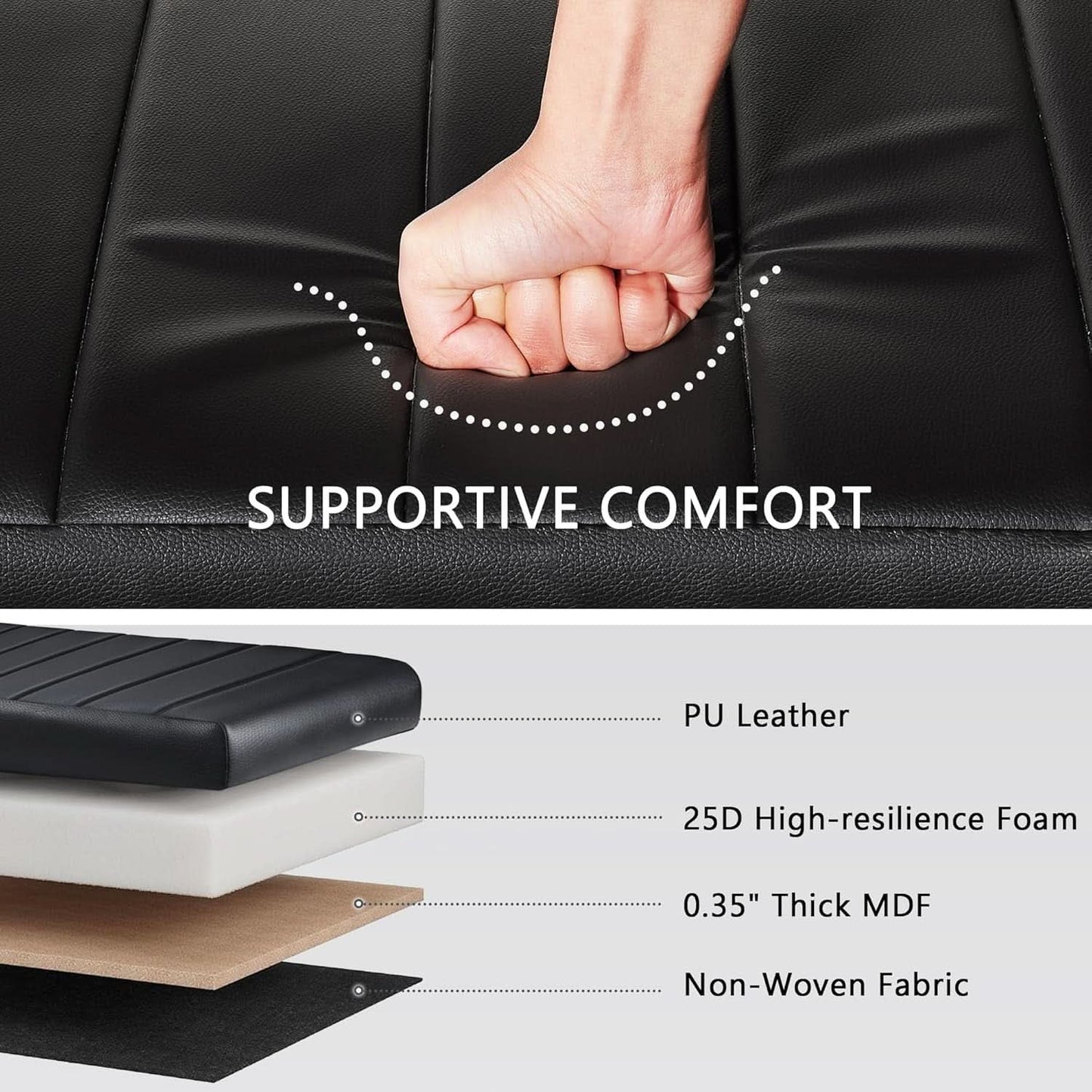 Black 44.5-Inch Storage Ottoman With Premium Gas Spring