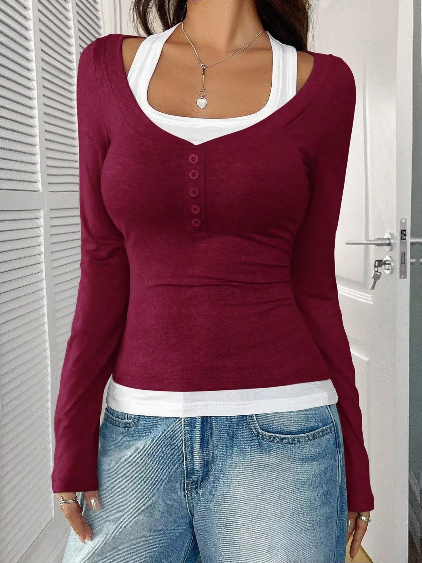 Scoop Neck Long Sleeve T-Shirt