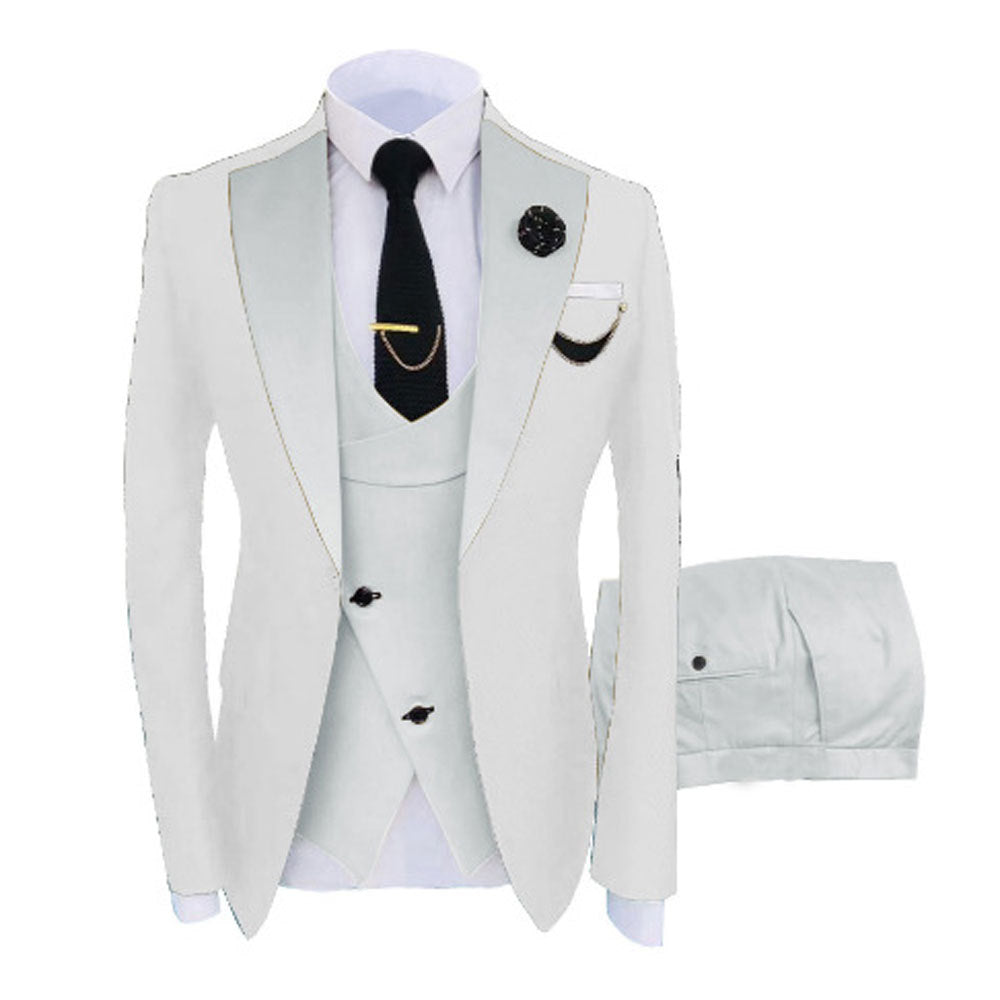 Mens Three-piece Mixed-color Suit