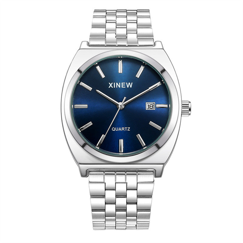 Student-style Fashionable Stainless Steel Strap Calendar Quartz Mens Watch