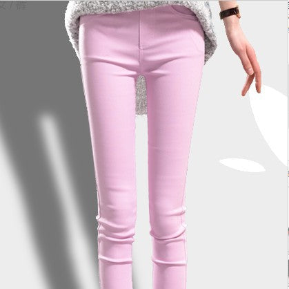 Outerwear Stretchy Elastic-waist Colorful Pencil Pants