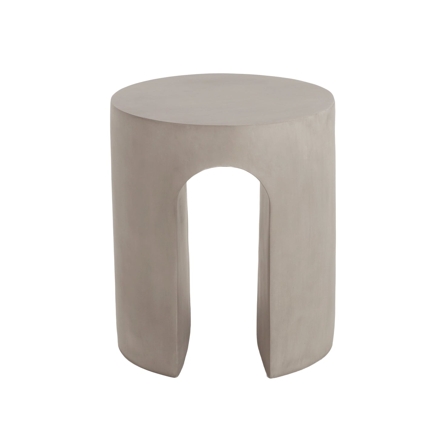 Outdoor Side Table Round Concrete Light Gray U-Shape Base 16in