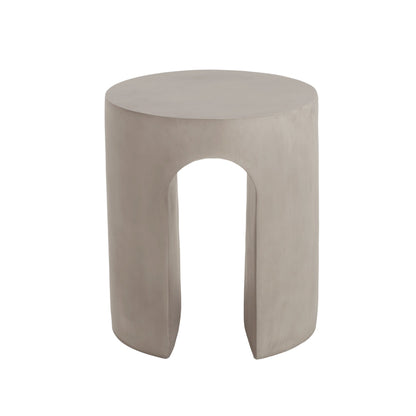 Outdoor Side Table Round Concrete Light Gray U-Shape Base 16in