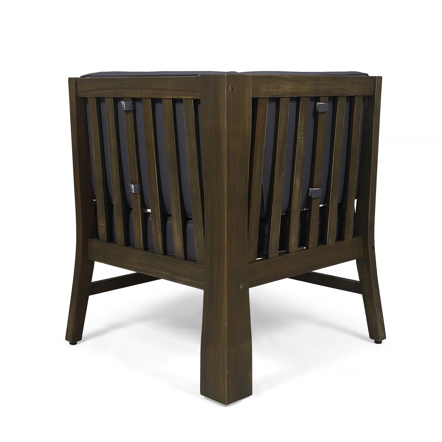 Outdoor Sectional Set Acacia Wood Dark Gray Cushion 6 Piece Seats 5