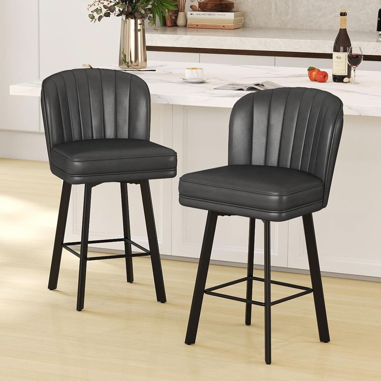 Modern Swivel Counter Height Bar Stools Set of Four