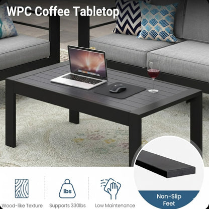 Outdoor Patio Set Aluminum Black Gray 4 Piece 73in Sofa