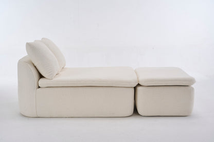 Sectional Sofa U-Shape Chenille Milk White 10 Seat Modular 128 In