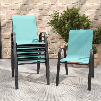 7 Piece Outdoor Dining Set Seats 6 Steel Wood Grain