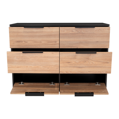 Dresser Modern 4-Drawer Pine Particle Board Black Handles Set of 2 42.1 In