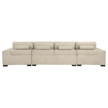 Cannella U-Shaped Double Chaise Upholstered Sectional Sofa Beige