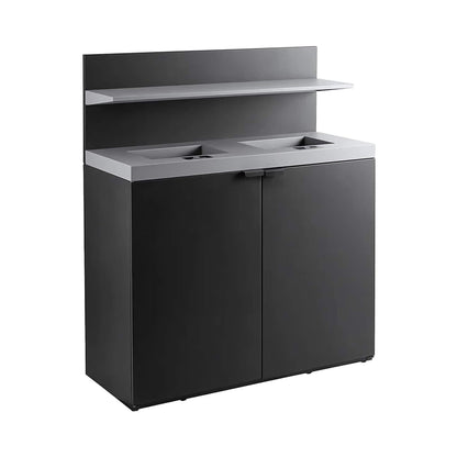 86-Gallon Heavy-Duty Commercial Steel Two-Stream Trash Can Cabinet With Tray Holder (SAK45079)