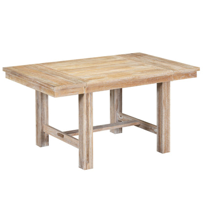 Farmhouse 82inch 6-Piece Extendable Dining Table with Footrest, 4 Upholstered