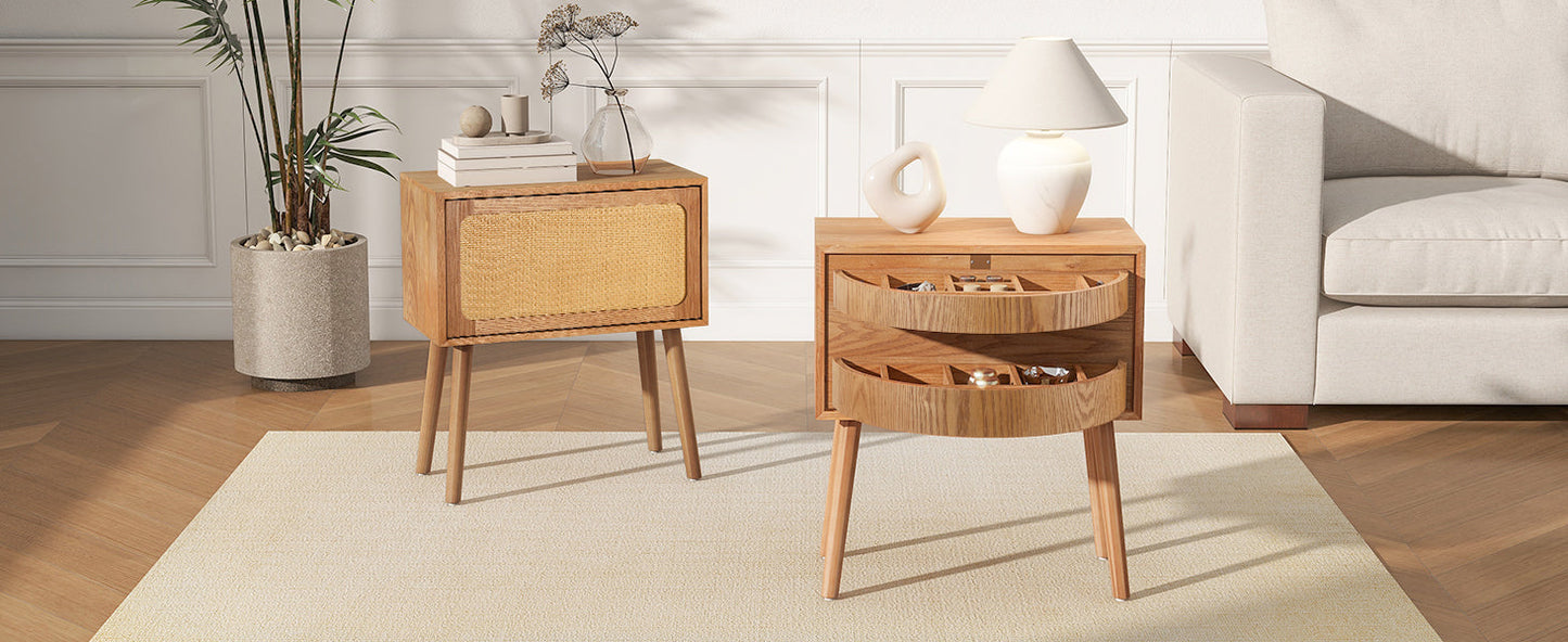 Rotating Hidden Compartment Nightstands, Mid Century Modern Concealment
