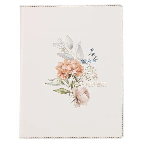 KJV Note-Taking Bible LP Faux Leather Hc White Floral - Leather