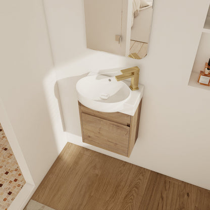 Soft Close Doors Bathroom Vanity With Sink, 16 Inch For Small Bathroom