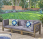 Outdoor Sectional Sofa Set Acacia Wood 3 Piece Dark Gray