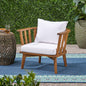 Outdoor Club Chair Acacia Wood White Water-Resistant Cushion 32x27x25.5 In