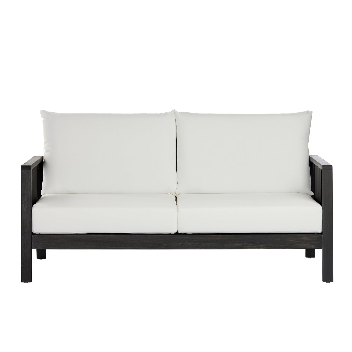 Outdoor Sofa Set Acacia Wood Textilene 4 Piece Gray White Seats 4