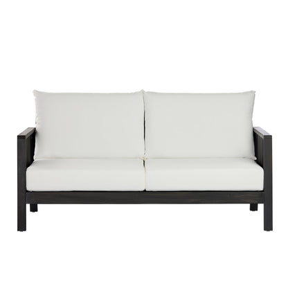 Outdoor Sofa Set Acacia Wood Textilene 4 Piece Gray White Seats 4
